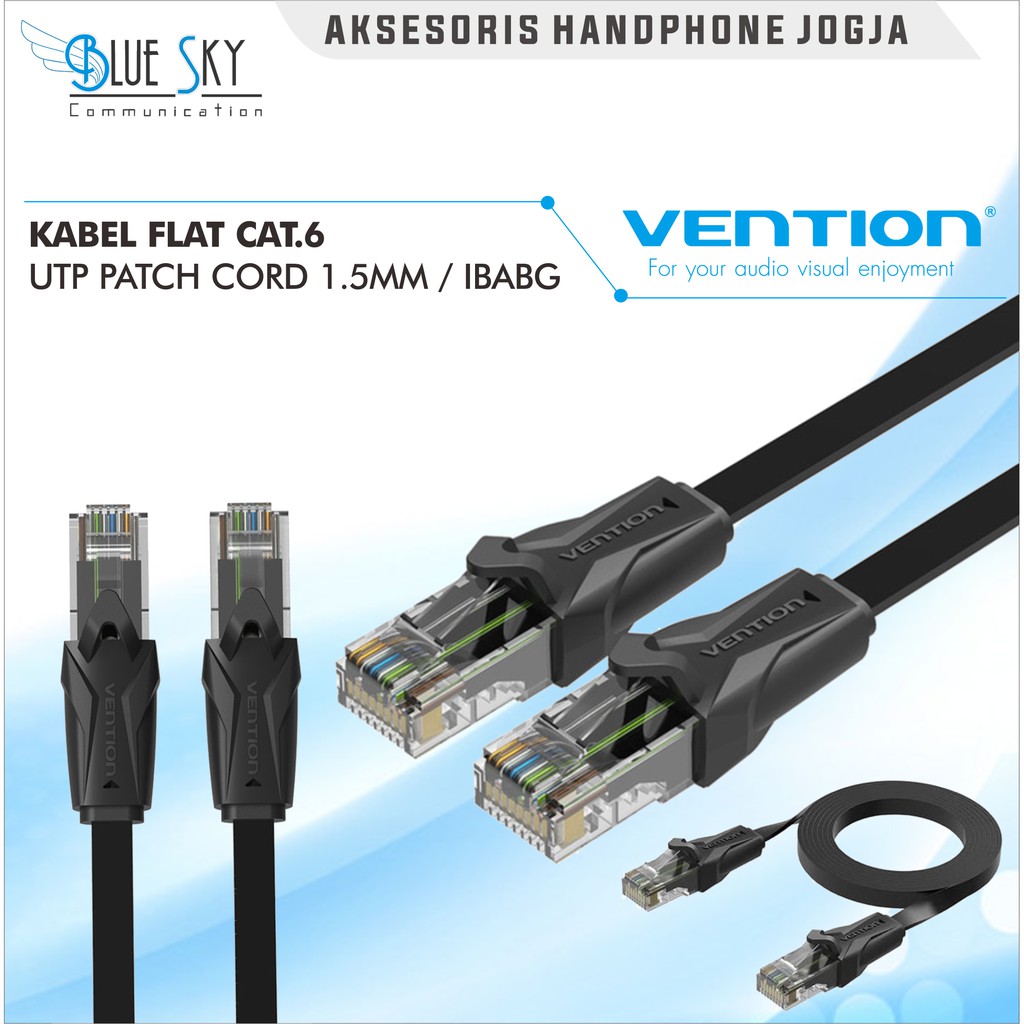 KABEL LAN RJ45 FLAT CAT.6 UTP PATCH CORD VENTION 1.5M / IBABG