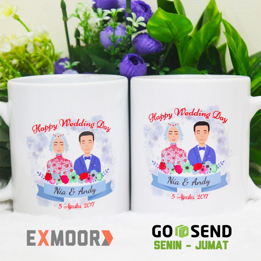 Kado Pernikahan Mug Couple Model Hijab