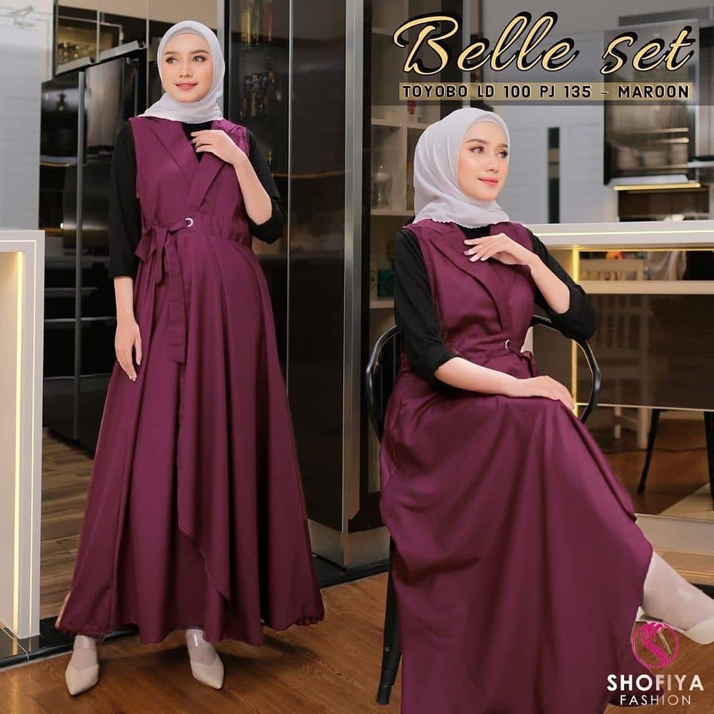 SETELAN WANITA BELLE SET BL BAHAN TOYOBO ( OUTHER ) SPANDEK (INNER) SETELAN WANITA KEKINIAN TERBARU 2023 SET BAJU MUSLIM WANITA ONE SET WANITA ONE SET WANITA KOREAN STYLE