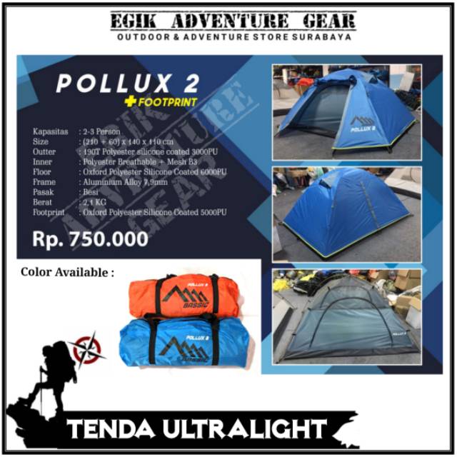 Tenda Ultralight 2p Frame Alloy Free Footprint | Tenda Bassic Pollux | Tenda Pollux 2