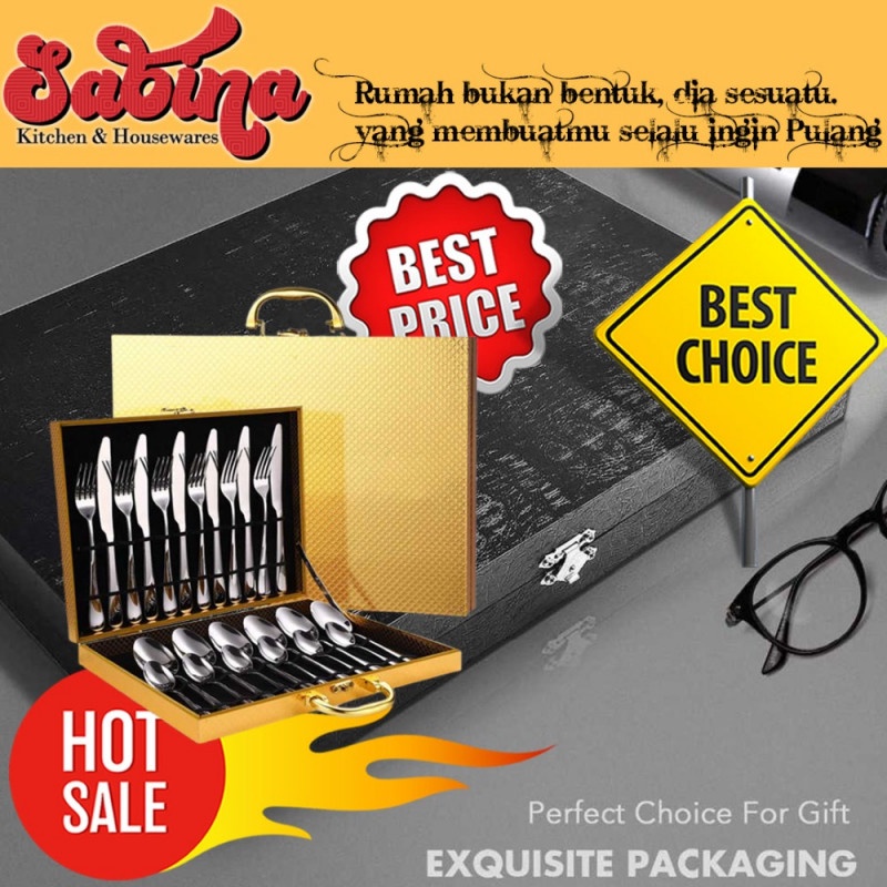 Perlengkapan Makan Set Sendok Garpu Pisau 24 Pcs Stainless Steel 304