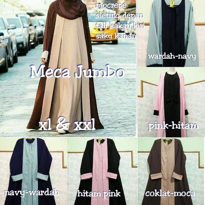 MECA JUMBO /gamis jumbo/gamis syari/dress jumbo/gamis polos/busui - Hitam, XXL BERKUALITAS