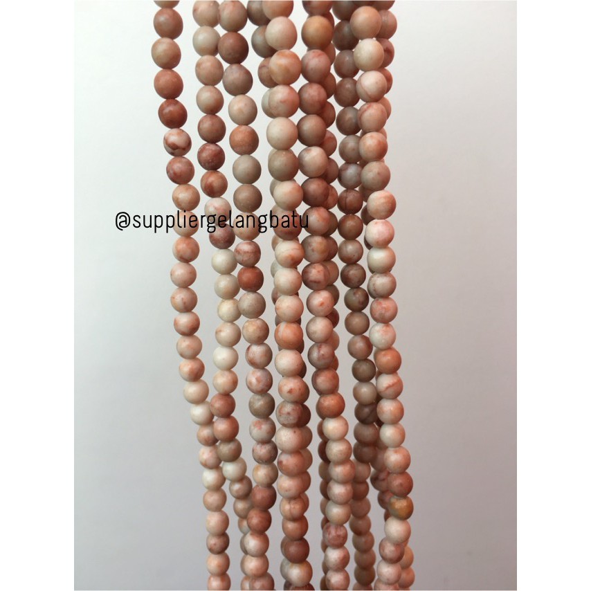 bahan soft white jasper 6mm koka natural renceng asli batu alam open aksesoris fashion craft grosir