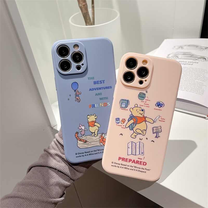 Cute Winnie the Pooh case iphone 11 pro max 12 13 pro max Xs max XR 7/8 plus se2020 Fun Side Pattern All Inclusive Shockproof Silicone Soft Case Cover