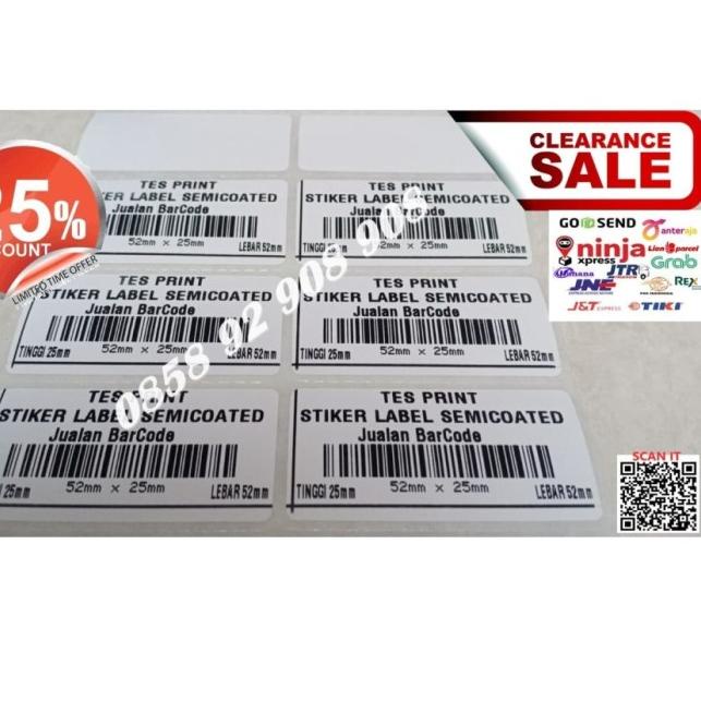 

♞ LABEL BARE 52 X 25 - 2 LINE - KERTAS STICKER LABEL SEMICOATED ♡