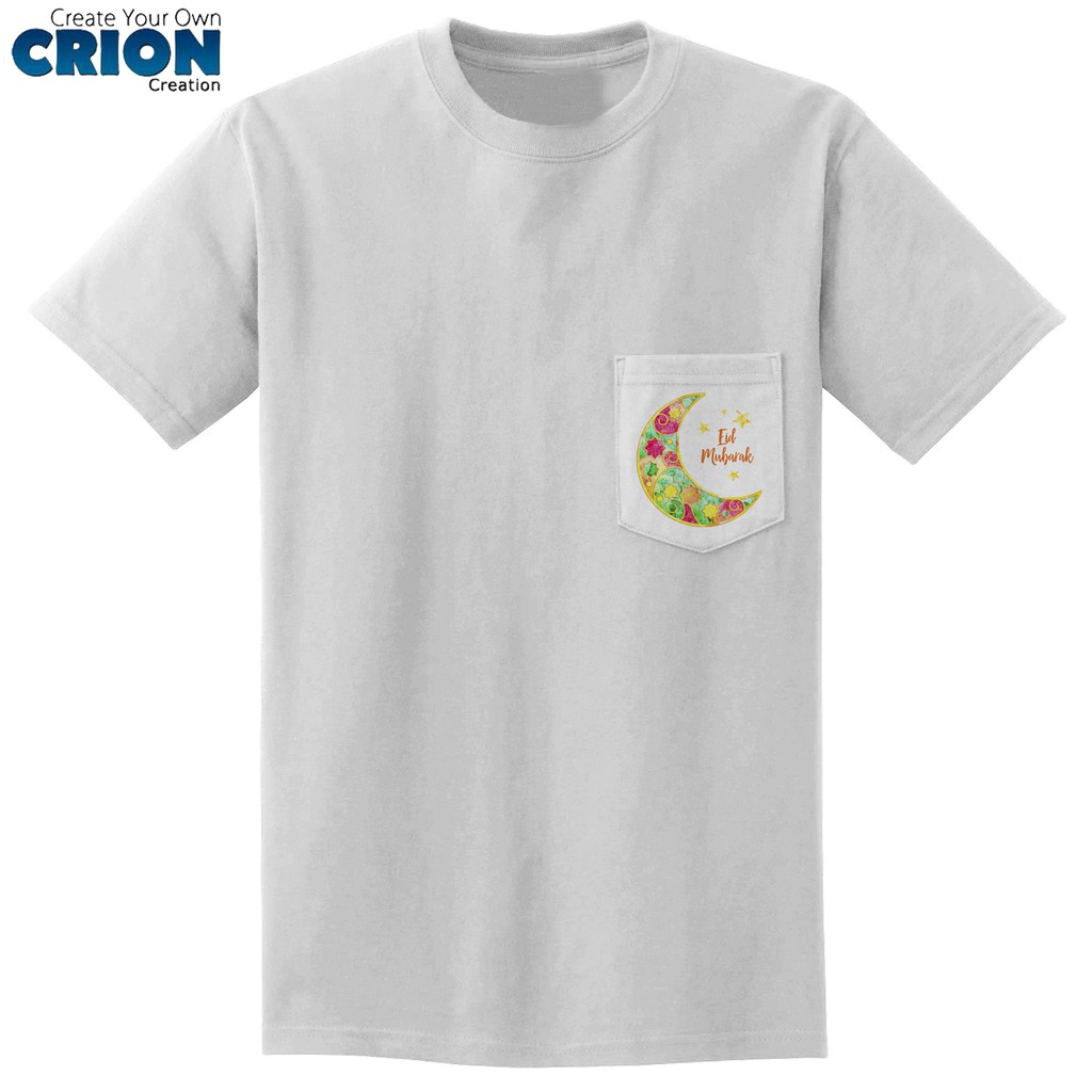 Crion Casual Tees Eid Mubarak Edition Pocket -Kaos Koko dengan Kantong