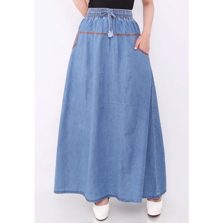 Rok Jeans Wanita Panjang Oversize Jeans Skirt Original