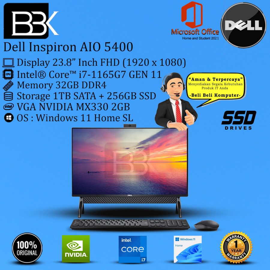 DELL Inspiron AIO 5400 Touch i7-1165G7 32GB 1TB+256GB VGA W11HSL OHS