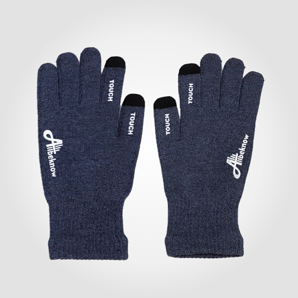 SARUNG TANGAN MOTOR Allbeknow / NAVY / GLOVE / TOUCH SCREEN HP / KARET ANTI SLIP / RAJUT