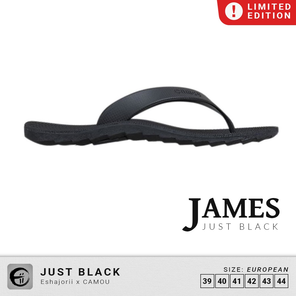 PROMO LIMITED EDITION Sandal Jepit Pria Full Karet CAMOU JAMES Just Black