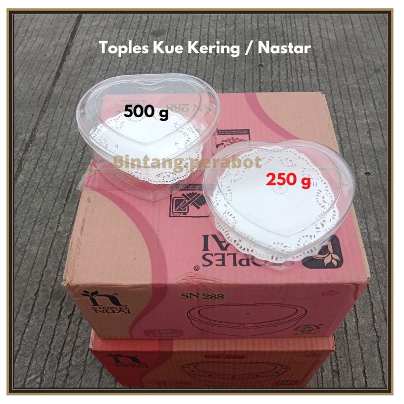 Toples Kue Kering Bentuk Hati Nuai SN 288 Ukuran 250 gr / Toples Nuai SN 528 Ukuran 500 gr / Toples Kue Mika Bentuk Hati