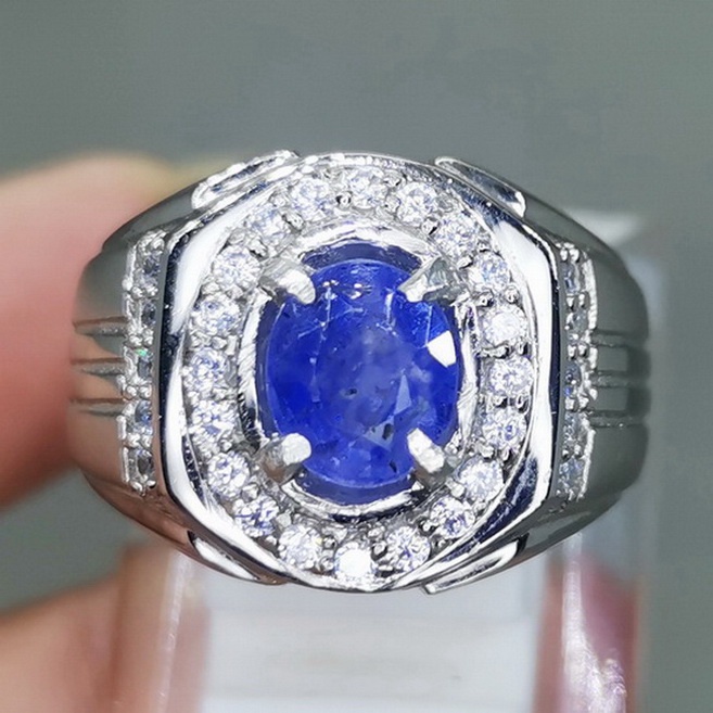Cincin Batu Akik Selon Blue Safir Ceylon Natural Srilangka