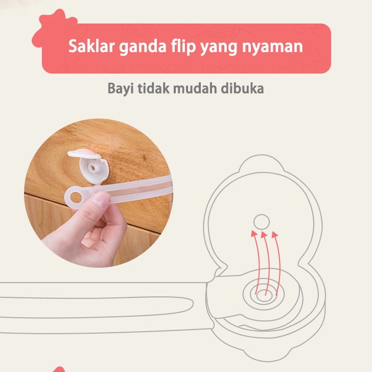 Kunci kulkas pengaman anak/Pengaman lemari laci pintu perabotan Pengait Laci Safety Lock Smile/Kunci diperpanjang L37