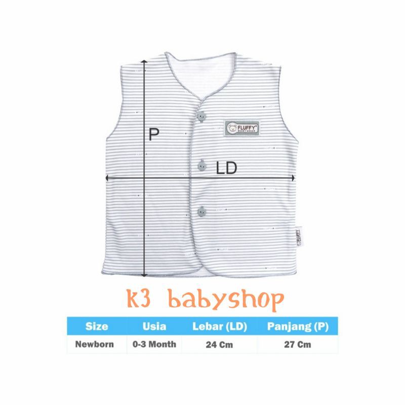 NB Baju Kutung Neci Fluffy Biru Blue putih white salur baju bayi newborn bru SNI