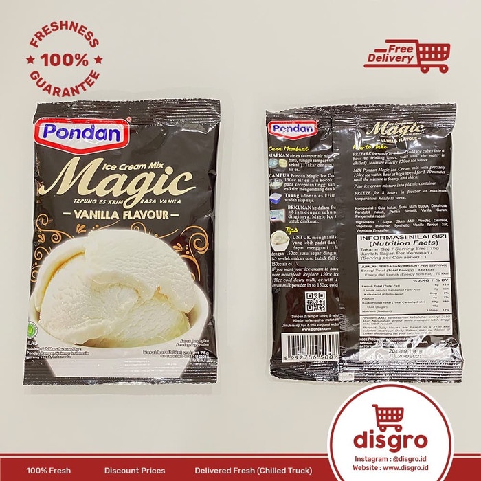 

TERBARU Pondan Magic Ice Cream Mix Vanilla 75 gr