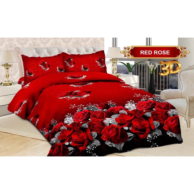 (BISA COD)SPREI BONITA DISPERSE MOTIF RED ROSE UK 180/160/120*200 CM DIJAMIN BARANG ORIGINAL