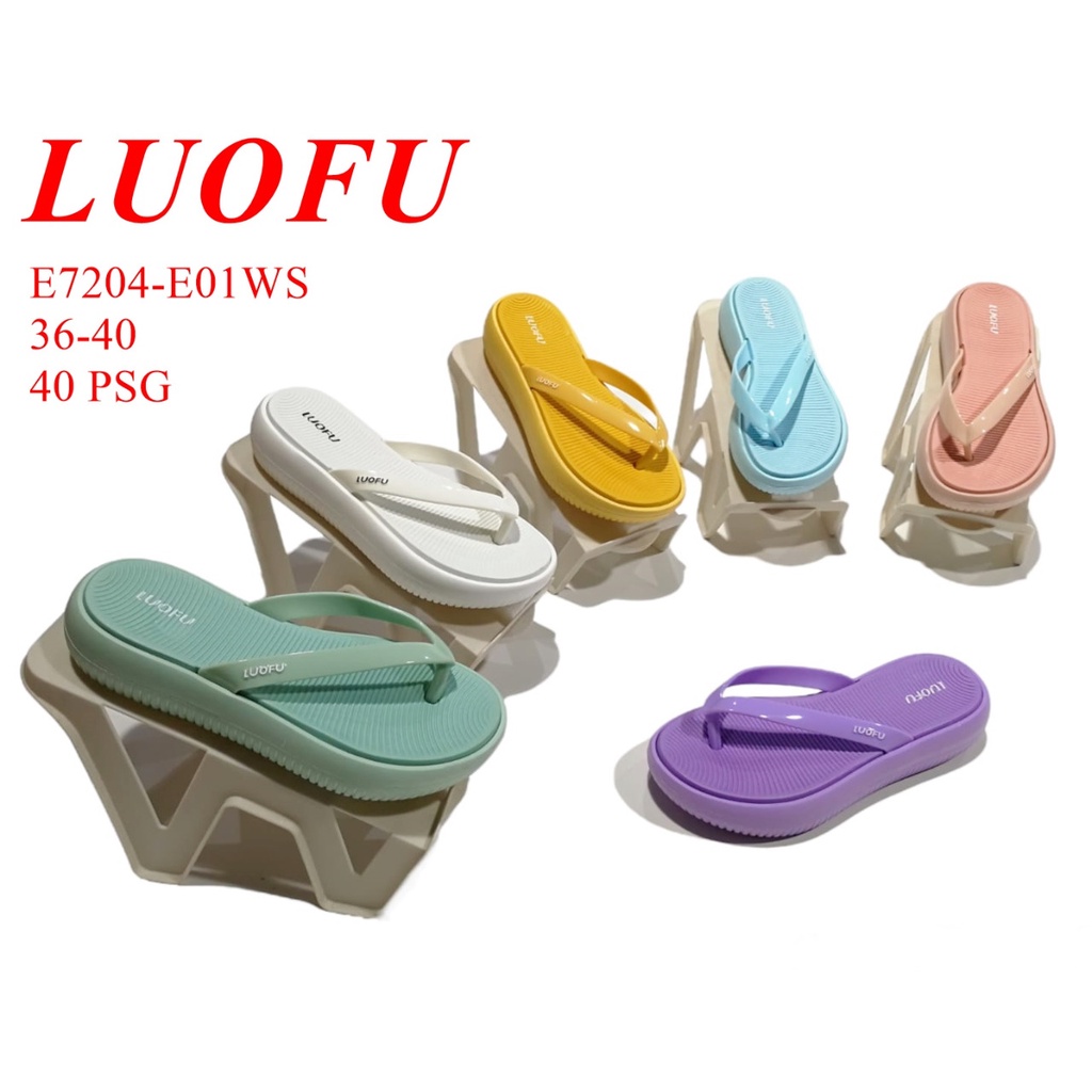 jelly sandal cewek jepit luofu sendal wanita karet import E7204E01WS