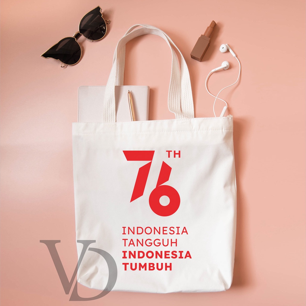 TOTE BAG BAHAN KANVAS MERDEKA / 17 belas agustus TOTE BAG lucu / TAS BELANJA MOTIF KOREA