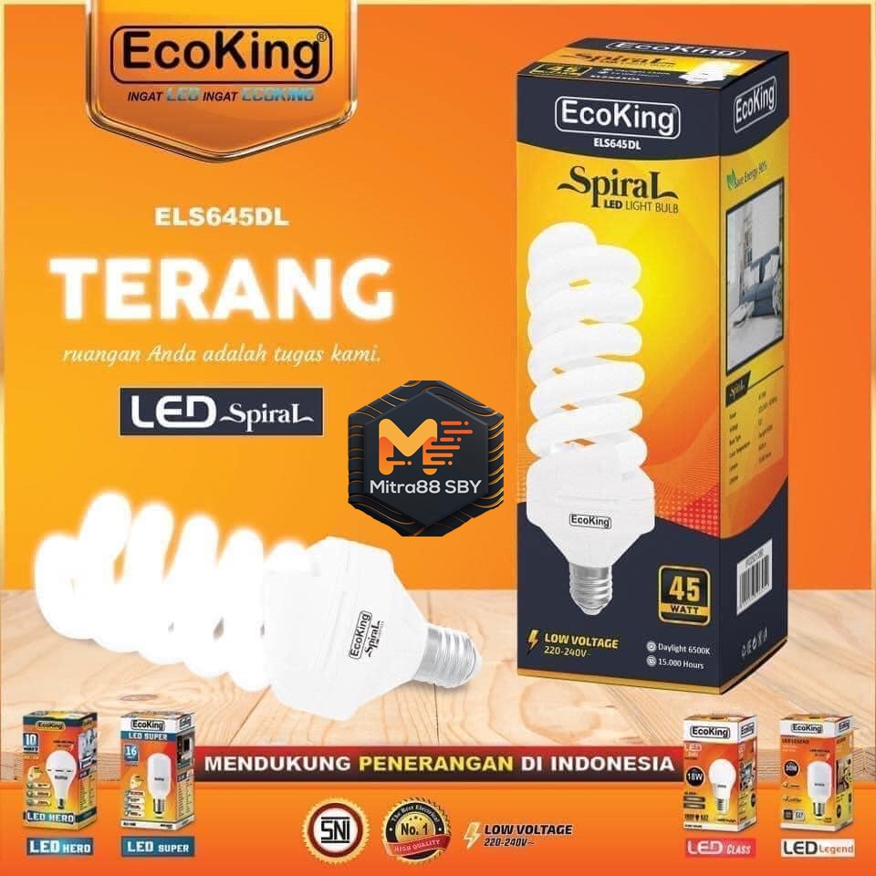 Mitra88SBY Lampu LED Spiral 20 24 28 45 65 Watt Jumbo Super Terang ecoking