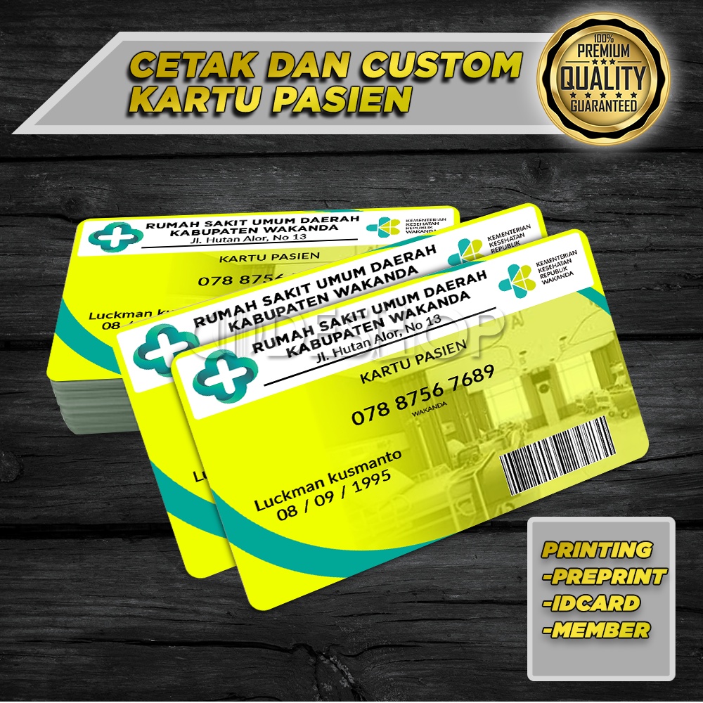 

Cetak Kartu Pre-Printed Custom PVC Member Pasien