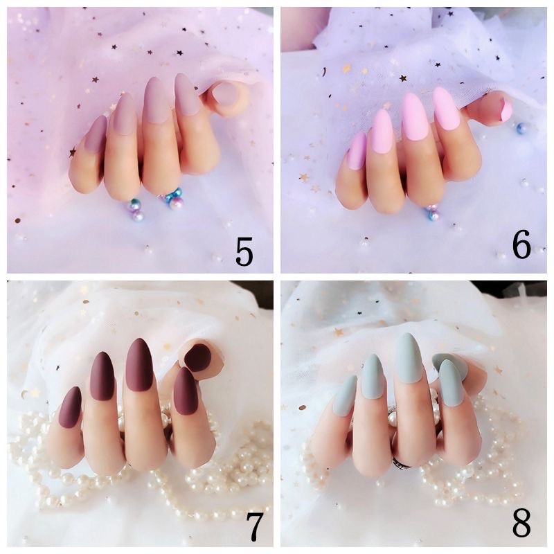 (1-20) 24 pcs ALMOND MATTE KUKU PALSU / almond stilleto matt fake nails kupal matt almond runcing