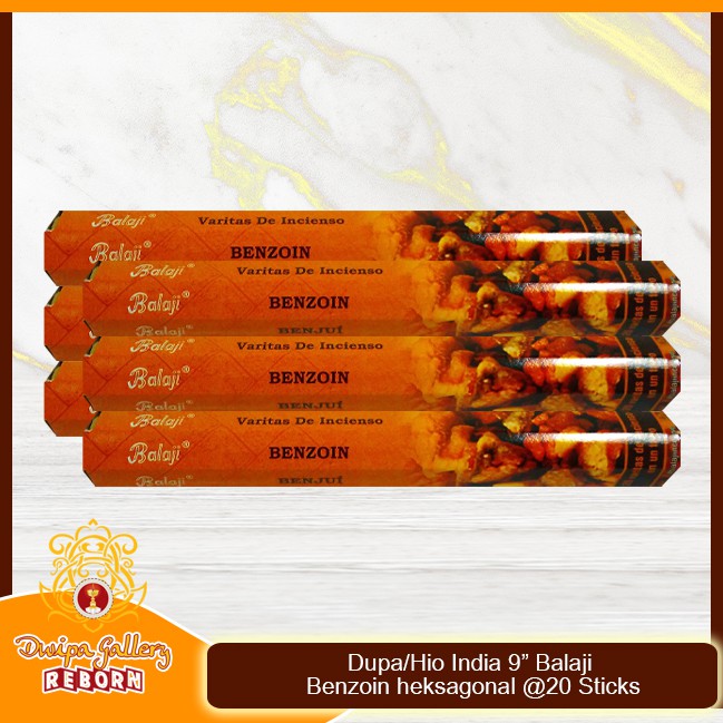 Dupa/Hio Wangi india 9&quot; Balaji Benzoin heksagonal @20 sticks (6pcs/box)