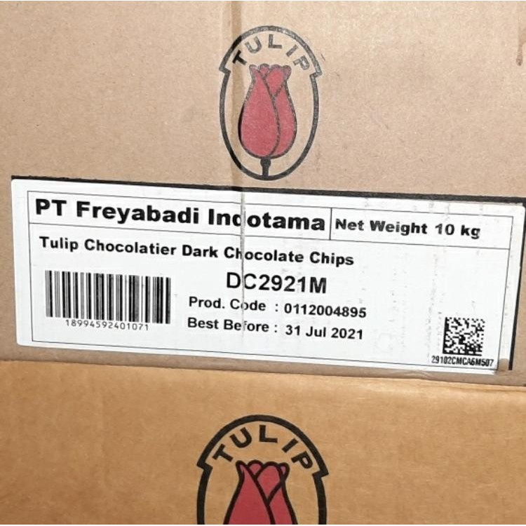 Tulip Dark Dark Chocolate Chips 10kg - Gosend/Grab Only!!