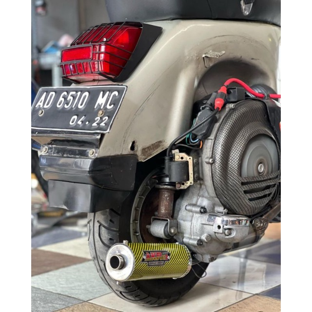 KNALPOT VESPA RACING KANAN PANJANG BIG YELLOW AKR23