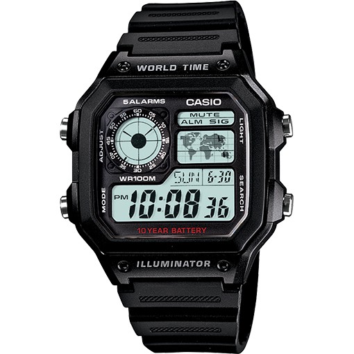 Casio Original AE-1200WH-1A / 1B Jam Tangan Pria - Digital - Karet - Hitam