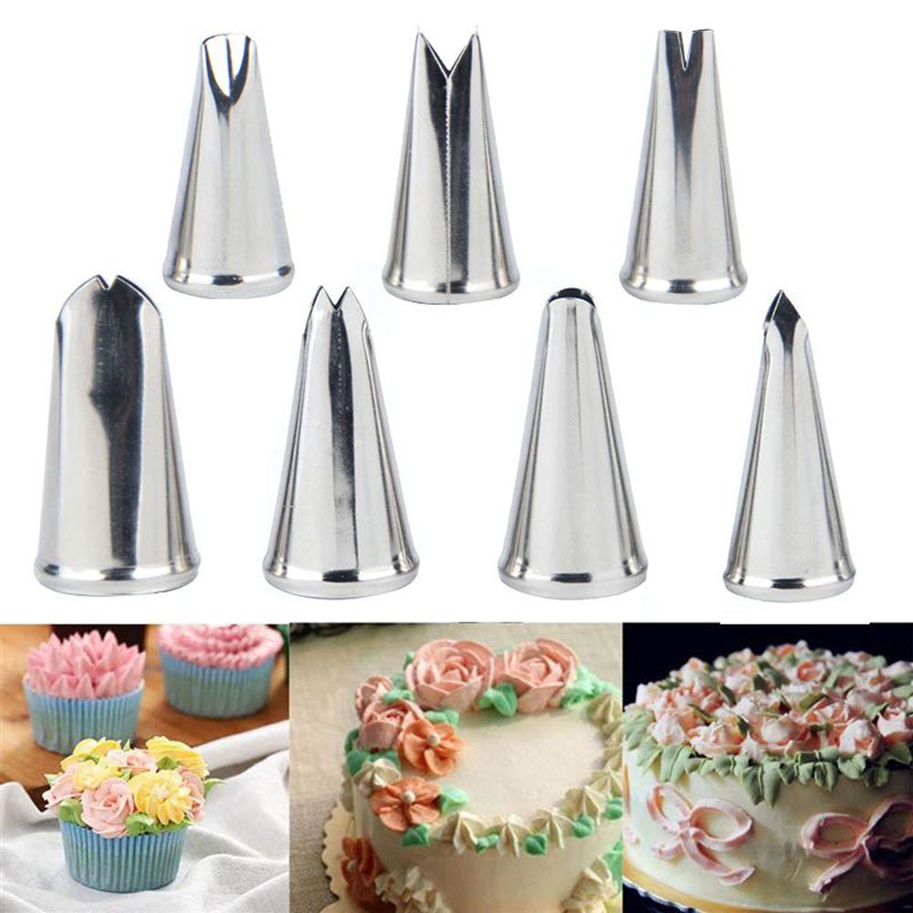 Solighter 7PCS Daun Cream Stainless Steel Craft Cupcake Icing Tips