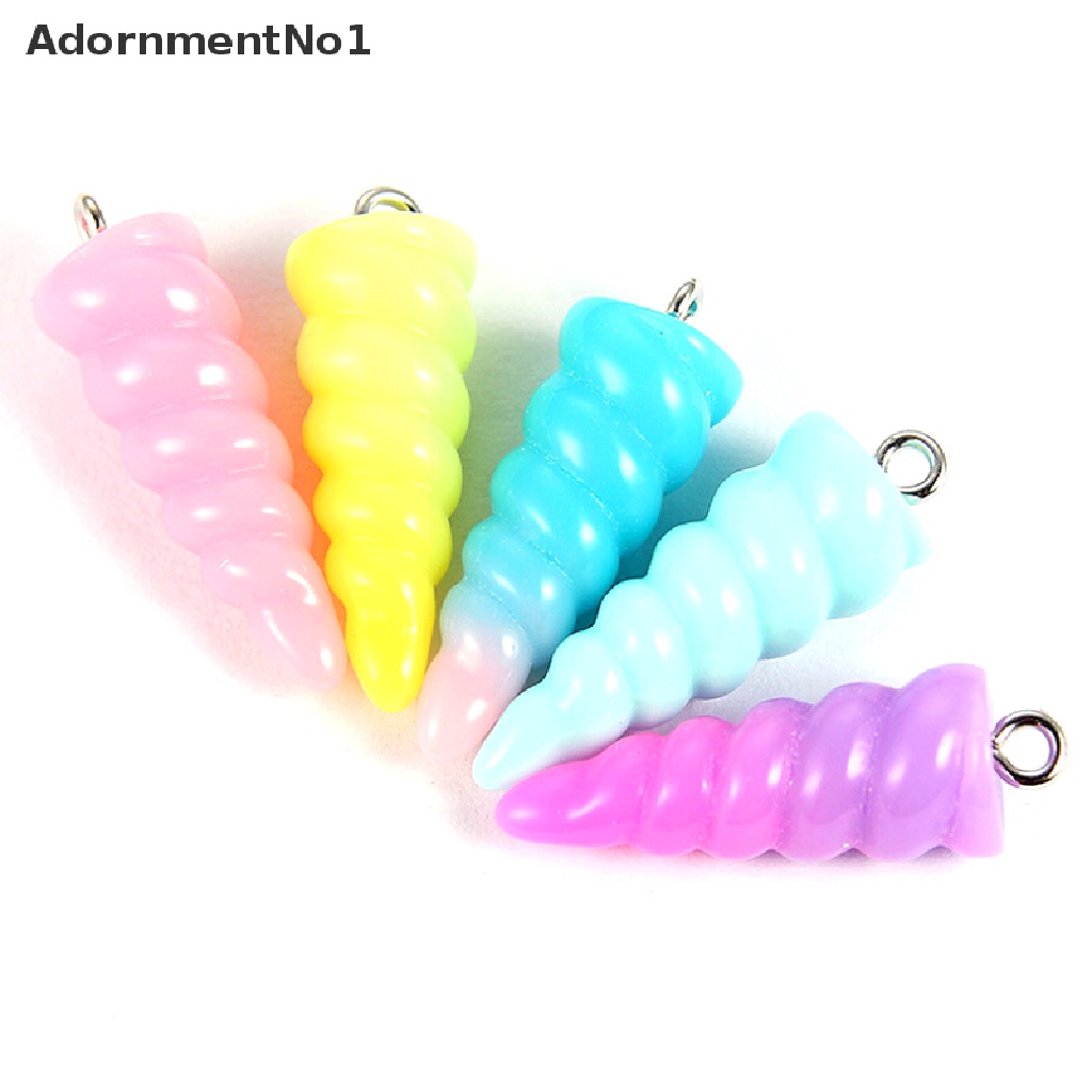 (AdornmentNo1) 10pcs / Lot Liontin Bentuk Tanduk Hewan Bahan Resin Warna-Warni Untuk DIY Perhiasan