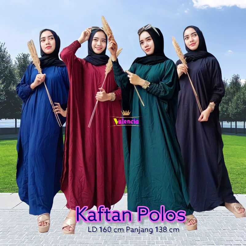 Henea Kaftan Polos Wanita Jumbo Rayon Premium Gamis Kaftan Batik Modern Kekininan Bigsize LD 160 cm