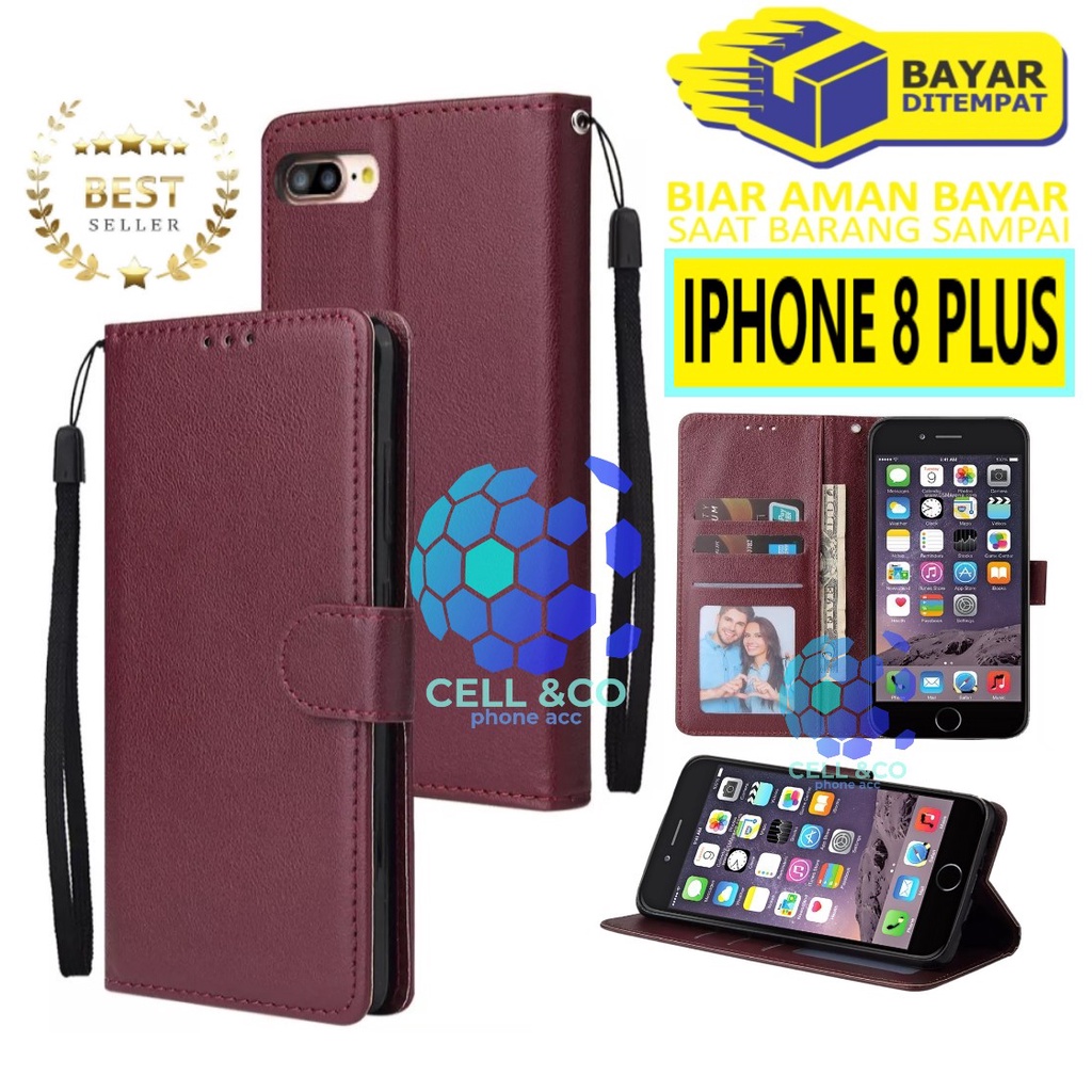 Flip cover IPHONE 8 PLUS Flip case buka tutup kesing hp casing hp flip case leather wallet