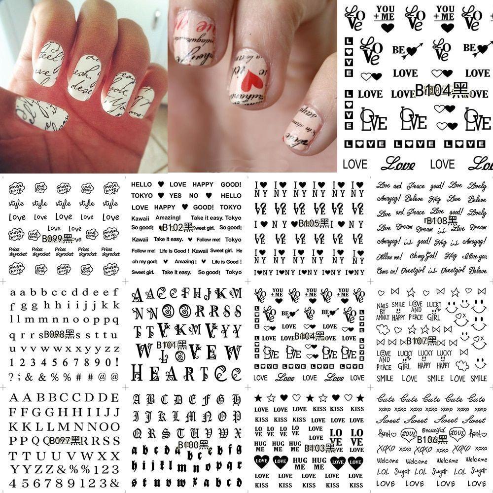 Preva Stiker Nail Art Kuku Huruf Inggris Baru 12gaya DIY Kecantikan Manicure Decor