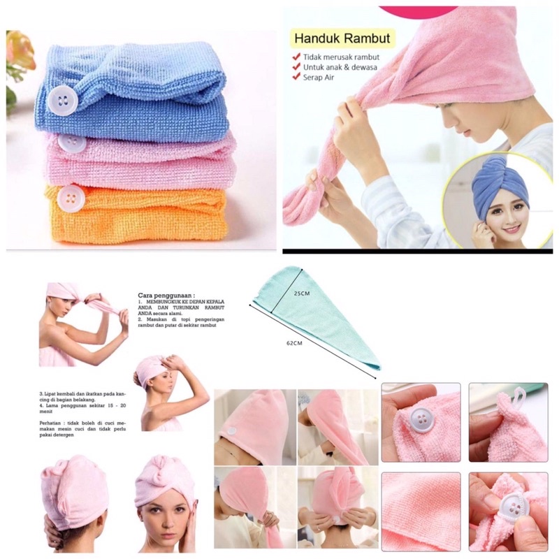 Handuk Keramas Cepat Kering Hair Towel Bahan Microfiber