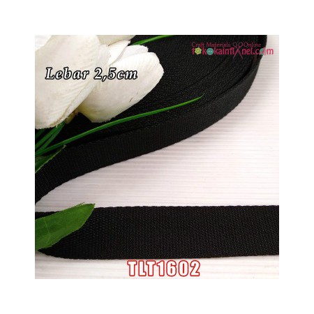 Tlt1602 Tali Polyester Halus Warna Hitam 2.5cm Per Meter