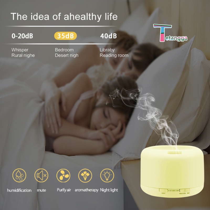 Humidifier Diffuser Air Putih Ultrasonic Aroma Terapi Essential Oil Pelembab 500ML Putih Aroma Terapi Essential Oil Pelembab