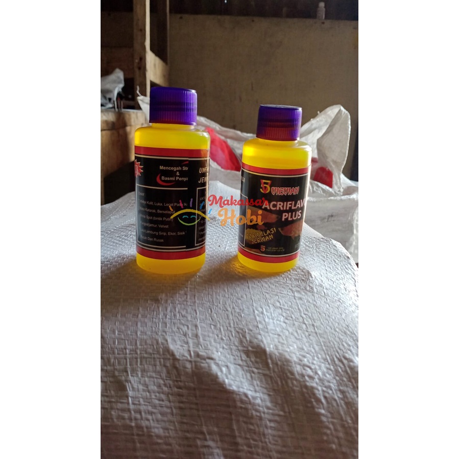 Acriflavine Plus 120ml Acrivlafine HCL Obat Kuning Semua Penyakit Ikan