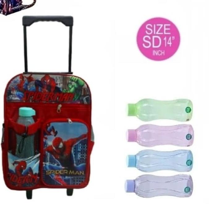 ♖ tas dorong tas koper tas troli anak motif Spiderman tas sekolah laris ♀