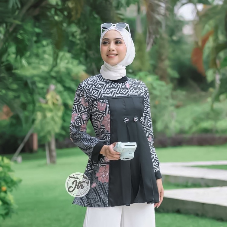 Baju Batik Wanita Modern Atasan Batik Wanita Kerja Kantor Batik Blouse Batik Kerja Wanita Kantor M L XL Seragam Batik-0