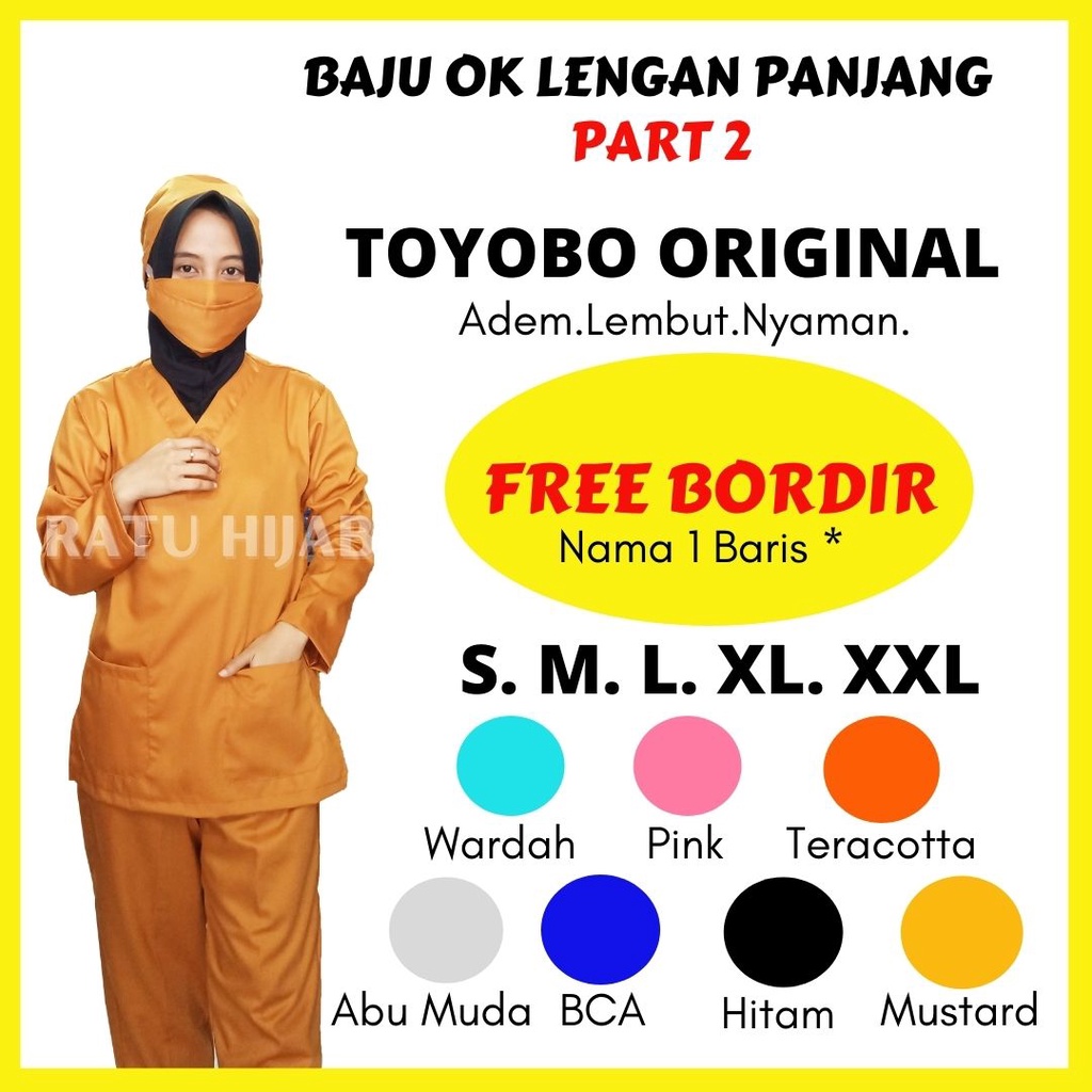 Baju OK OKA Lengan Panjang Dokter Perawat Petugas medis FREE BORDIR NAMA 1 BARIS