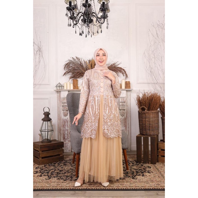 Dress Hayfa FM / Kebaya Gamis Modern / Kebaya Gamis Kondangan / Gamis Pesta Mewah / Gamis Modern / Gamis Brukat / Gamis