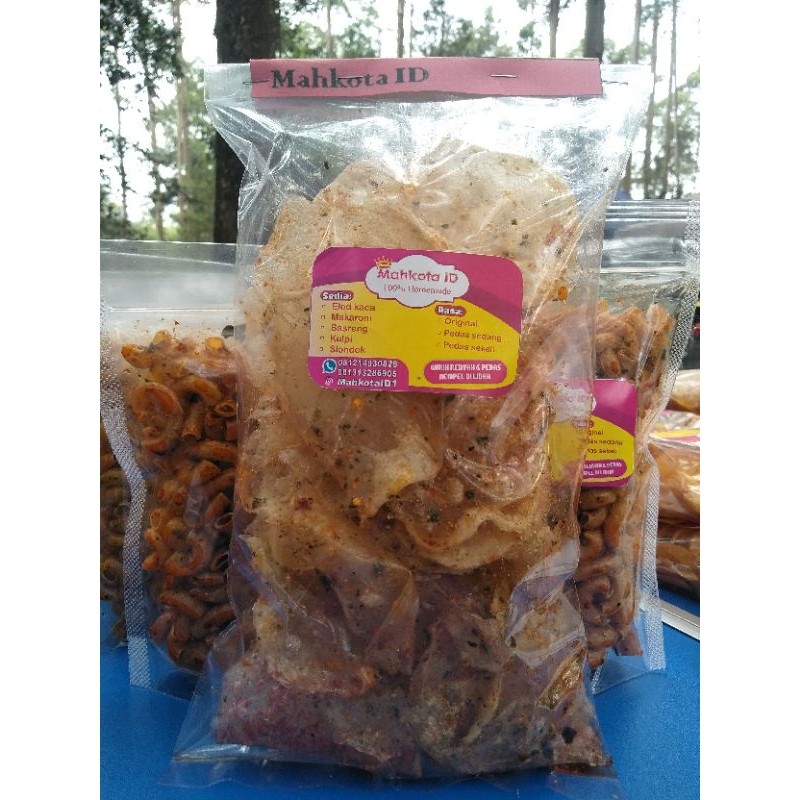 

Keripik kaca / keripik elod / keripik beling Mahkota ID Netto 125 gram khas Bandung