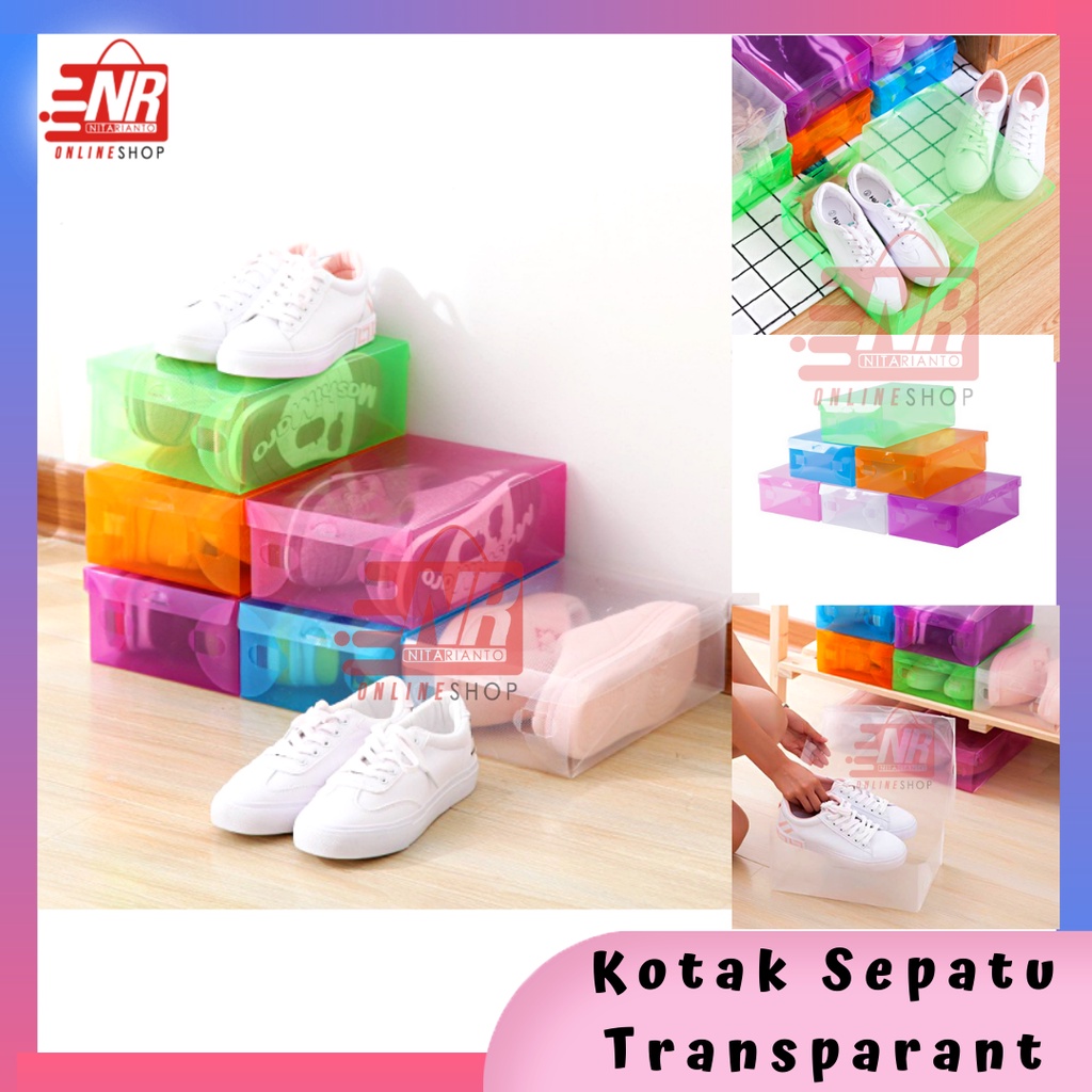 Kotak Sepatu Transparant / Box Sepatu Mika Transparant  Box Sepatu Warna Warni