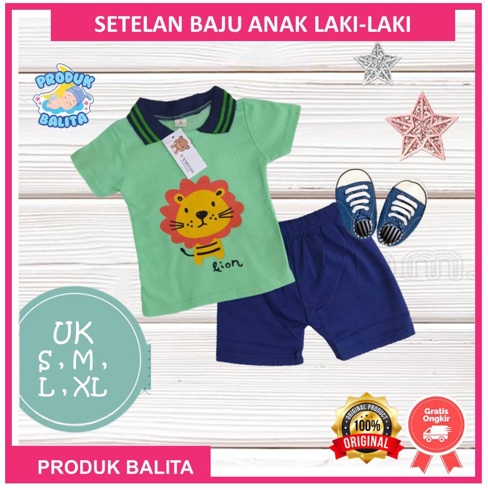 Setelan Kaos Lengan Pendek Import Kaos +Celana Anak Cowok