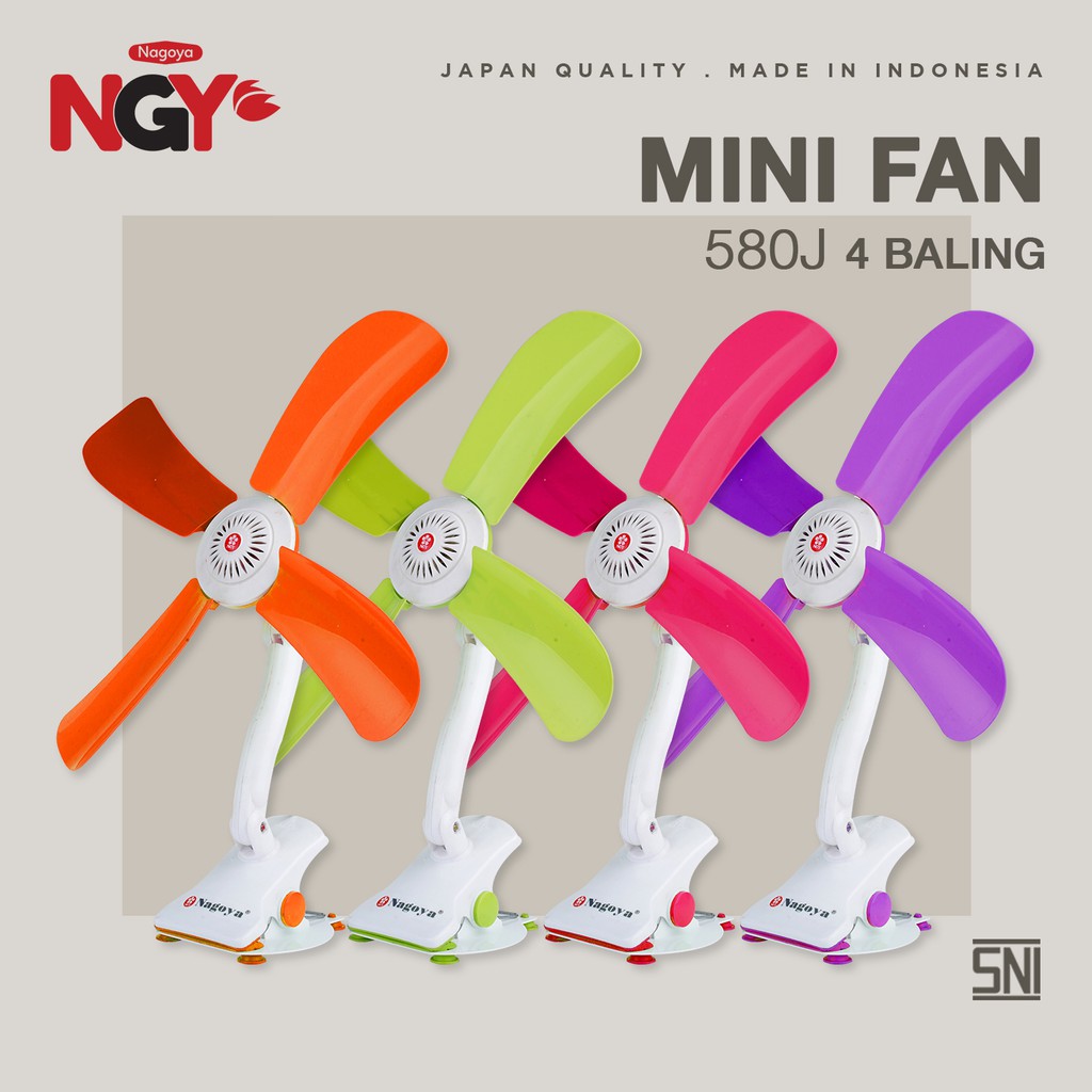 

NAGOYA NG-580J Portable Mini Fan 4 Blades / Kipas Angin Jepit Kecil - 4 Baling | NGY