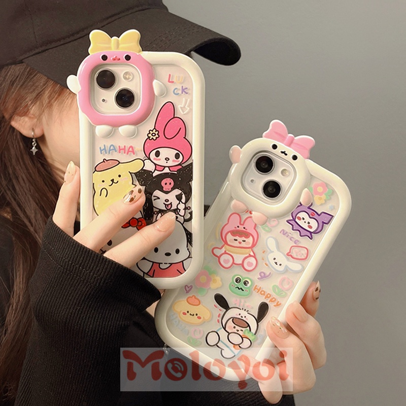 Soft Case TPU Motif Kartun Hello Kitty 3D Untuk IPhone 7 8 14 Plus XR 11 12 13 14 Pro MAX 6 6S Plus X XS MAX SE