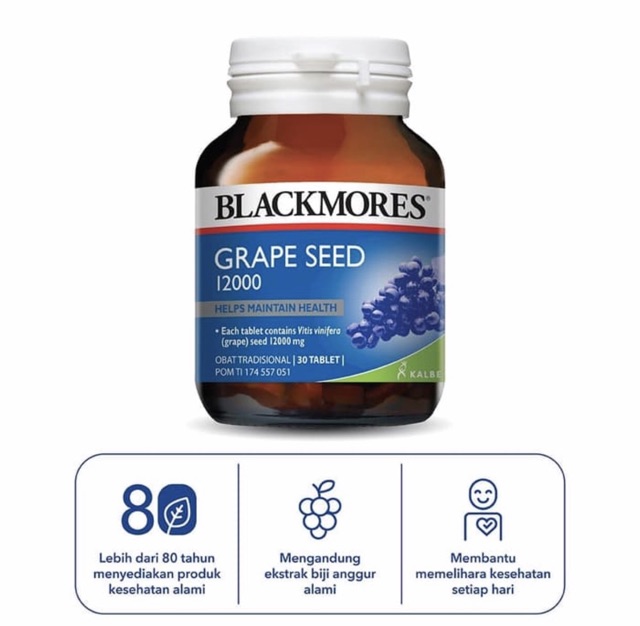 Blackmores grape seed 12000 isi 30 tablet ( antioxidant tinggi menjaga kesehatan tubuh )