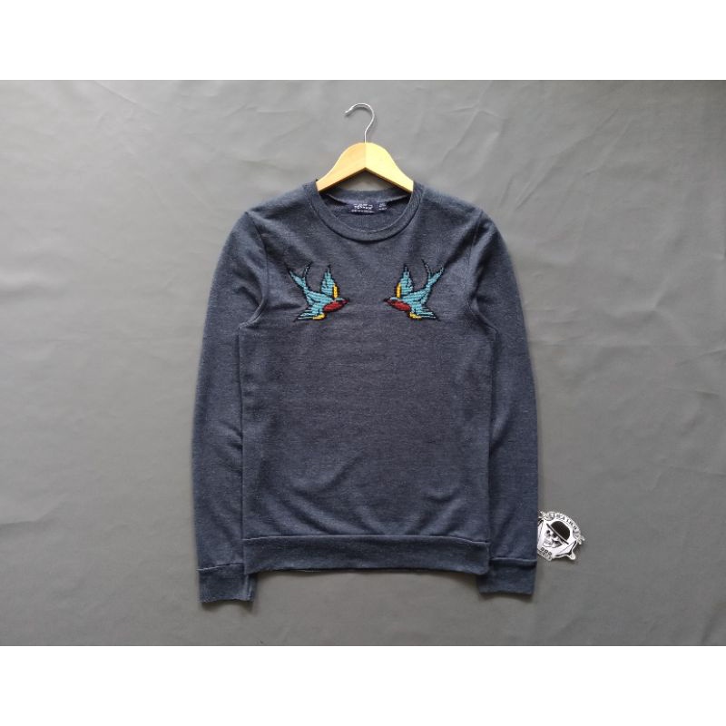 Jaket sweater Topman crewneck bird knit