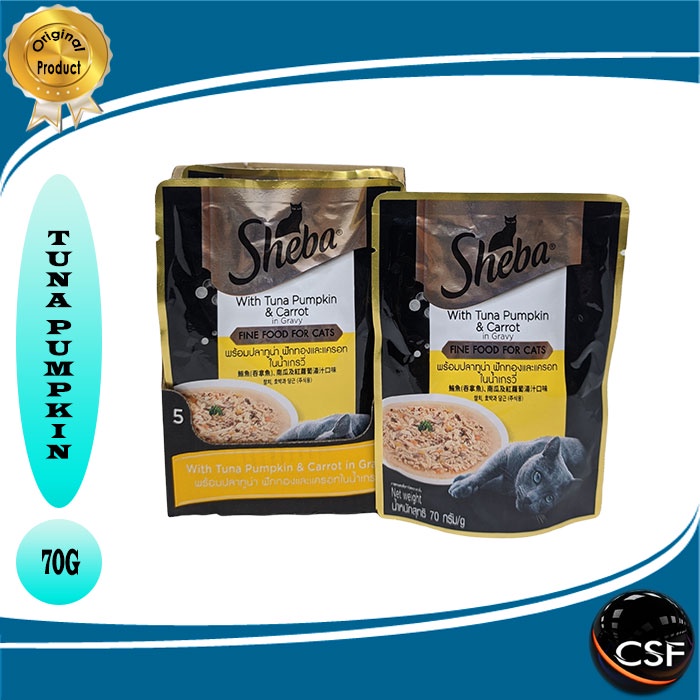 Sheba Pouch Tuna Phumpkin Carrot Makanan Kucing Basah Wet Food 70gr